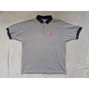 VINTAGE Boston Red Sox Polo Shirt Men Large Gray Blue Embroidered Graphic Logo